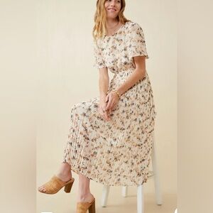 Ivory Floral Midi Dress